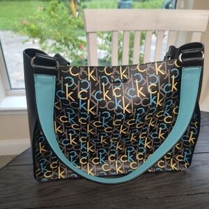 Black and Blue Large Travel Satchel